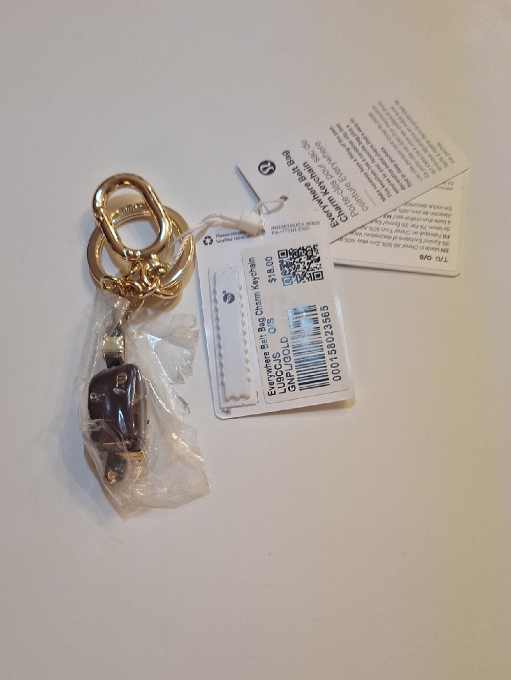Lululemon Everywhere Belt Bag Charm Keychain Gnpl/gold